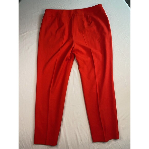 Kasper Women Size 16 High Rise Dress Pants Flat Front Bright Red Straight Flashy - Picture 8 of 10